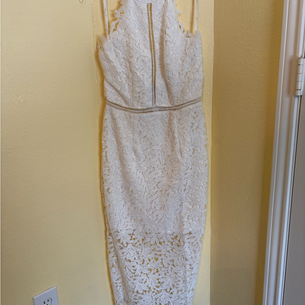 Lulu's Strapless White Lace Dress